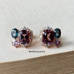 Sunset Spinel & Coloured Gemstones 18K Rose Gold Earrings