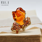 Firelight Dance: Fire Opal, Sapphire & Diamond 18K Gold Ring