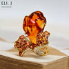 Firelight Dance: Fire Opal, Sapphire & Diamond 18K Gold Ring