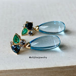 Spinel, Emerald & Coloured Gemstones 18K Yellow Gold Earrings