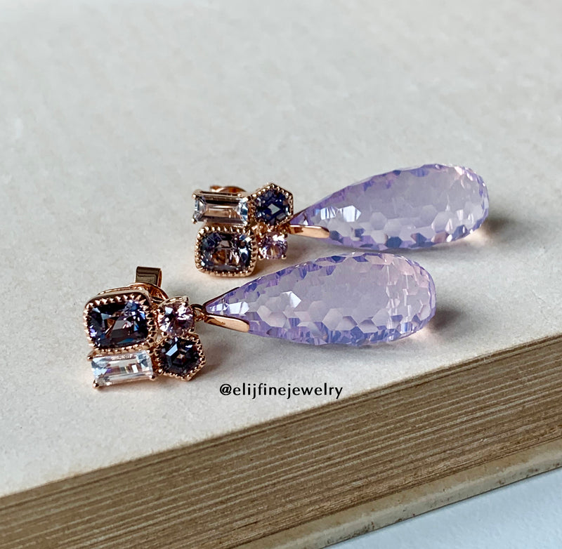 Spinel & Coloured Gemstones 18K Rose Gold Earrings