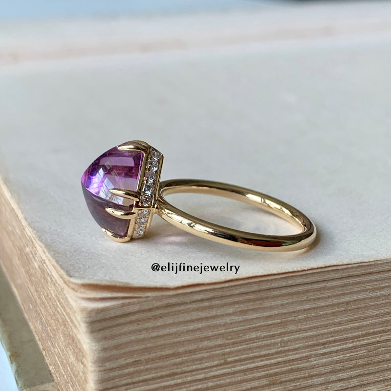 The Candy Ring- Custom-cut Sugarloaf Ametrine 18K Yellow Gold Ring