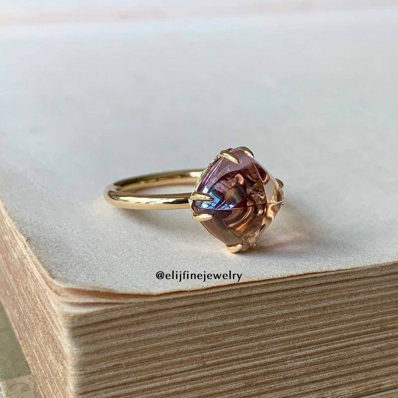 The Candy Ring- Custom-cut Sugarloaf Ametrine 18K Yellow Gold Ring