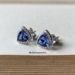 Trillion Tanzanite & Diamond 18K White Gold Earrings