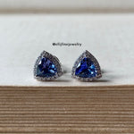 Trillion Tanzanite & Diamond 18K White Gold Earrings