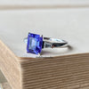 "The Gatsby Ring" Emerald Cut Tanzanite & Diamond 18K White Gold Ring