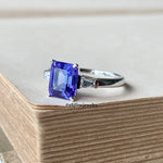 "The Gatsby Ring" Emerald Cut Tanzanite & Diamond 18K White Gold Ring