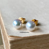 Classic White Akoya Pearl 18K Yellow Gold Earrings