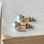 Classic White Akoya Pearl 18K Yellow Gold Earrings