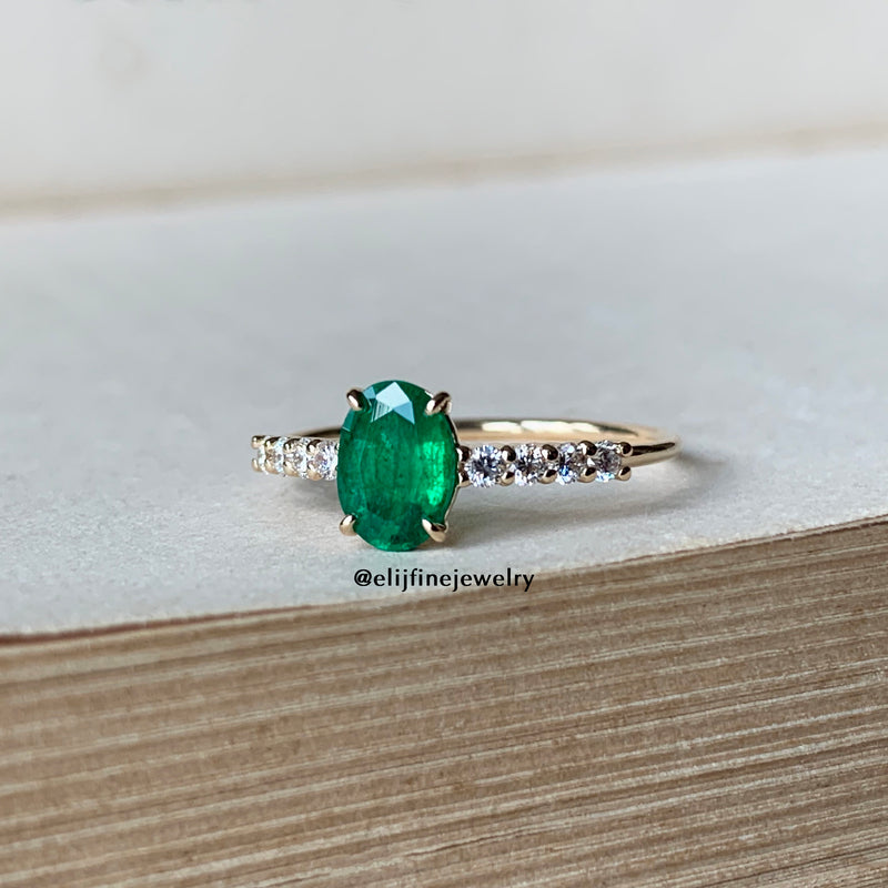 Emerald & Diamond 14K Yellow Gold Stacking Ring (Series 2)