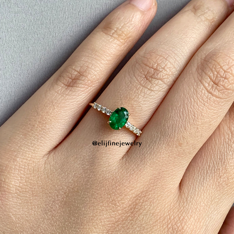 Emerald & Diamond 14K Yellow Gold Stacking Ring (Series 2)