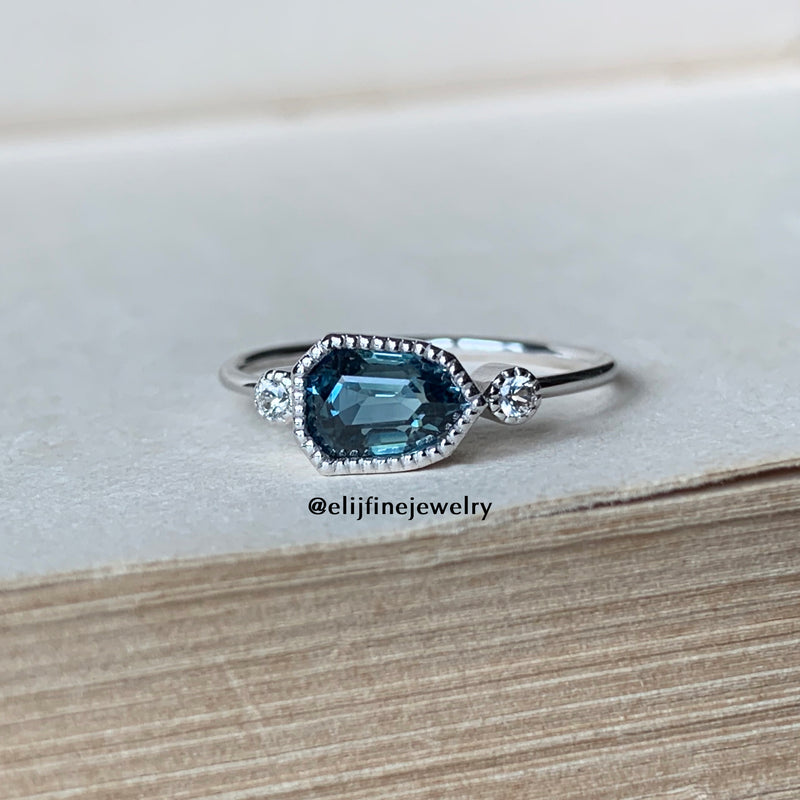 Forte: Blue Sapphire 14K White Gold Stacking Ring