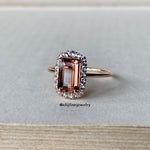 Pink Tourmaline & White Sapphire 14K Rose Gold Stacking Ring (Series 2)