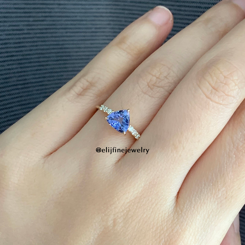 Tanzanite & Diamond 14K Yellow Gold Stacking Ring (Series 2)