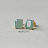 Jade Gems: Emerald Cut Green Jadeite 18K Yellow Gold Earrings