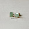 Jade Gems: Emerald Cut Green Jadeite 18K Rose Gold Earrings