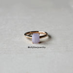 Jade Gems: Emerald Cut Lavender Jadeite 18K Rose Gold Ring