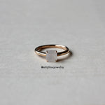 Jade Gems: Asscher Cut White Jadeite 18K Rose Gold Ring