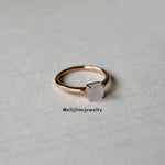 Jade Gems: Asscher Cut White Jadeite 18K Rose Gold Ring