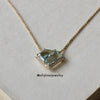 "Hero" Aquamarine & Diamond Halo 18K Yellow Gold Necklace