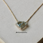 "Hero" Aquamarine & Diamond Halo 18K Yellow Gold Necklace