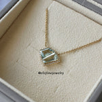 "Hero" Aquamarine & Diamond Halo 18K Yellow Gold Necklace