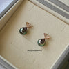 "The Art Deco Fan" Tahitian Pearl 18K Rose Gold Earrings