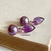 "Rock Chic" Amethyst Drop & Purple Edison Pearl 18K Rose Gold Earrings