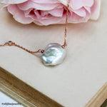 "The Dreamer" 9K Rose Gold Necklace (The Clouds Collection: Keshi Pearl)