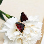 "Flight of Joy" Watermelon Tourmaline Butterfly & Pink-Purple Edison Pearl 14K Rose Gold Earrings