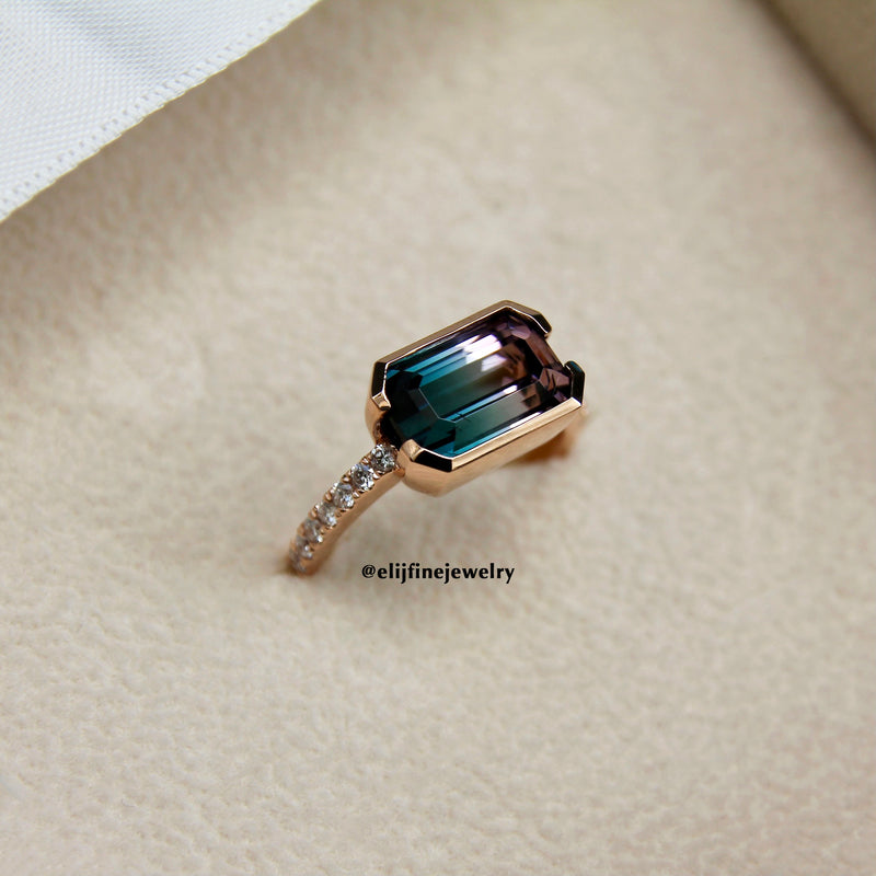 "Destiny" Bi-Colour Tourmaline & Diamond 18K Rose Gold Ring
