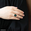 Philomena: Indicolite & Burmese Type A Black Jadeite 18K Yellow Gold Ring