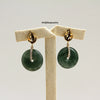 Lily: Type A Dark Green Icy Jadeite Donut & Diamonds 18K Yellow Gold Earring Studs