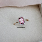 Pink Tourmaline & Diamond 18K Rose Gold Stacking Ring (Series 2)