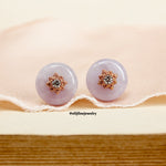 Polaris No. 2: Type A Lavender Jadeite Donut & Diamond 18K Rose Gold Earring Studs