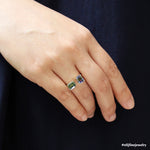 Aurora Borealis: Emerald Cut Unheated Tanzanite 18K Yellow Gold Toi Et Moi Ring