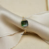 Esther: Bi-Color Green/Clear Tourmaline & Diamond 14K Yellow Gold Stacking Ring