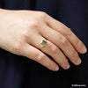 Esther: Bi-Color Green/Clear Tourmaline & Diamond 14K Yellow Gold Stacking Ring (Series 4)