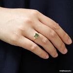 Esther: Bi-Color Green/Clear Tourmaline & Diamond 14K Yellow Gold Stacking Ring