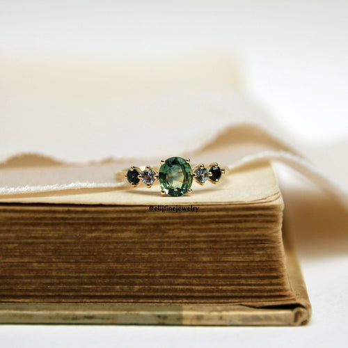 Monet: Parti Sapphire & Spinel 14K Yellow Gold Stacking Ring (Series 4)