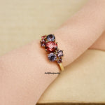 Bouquet Ring #2: Pink Tourmaline & Spinel 14K Yellow Gold Gem Cluster Ring