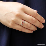 Bouquet Ring #2: Pink Tourmaline & Spinel 14K Yellow Gold Gem Cluster Ring