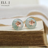 Sakura Memories : Type A Floral Icy Jadeite 18K Rose Gold Earrings