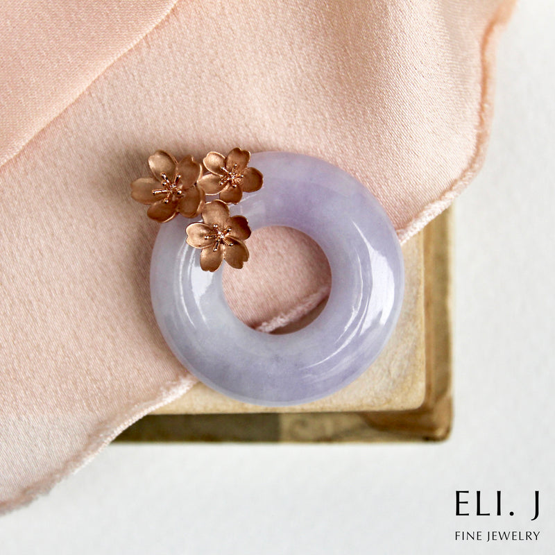 Sakura Beauty: Type A Lavender Jadeite 18K Rose Gold Pendant