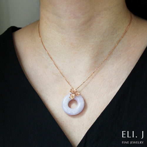 Sakura Beauty: Type A Lavender Jadeite 18K Rose Gold Pendant