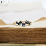 Bouquet Ring #4: Blue Spinel 14K Yellow Gold Gem Cluster Ring