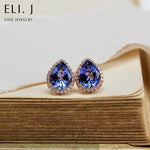 Grace: Unheated Tanzanite & Diamond 18K Rose Gold Earrings