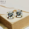 Violette: Unheated Tanzanite Hearts & Mother-of-Pearl 18K Yellow Gold Earrings