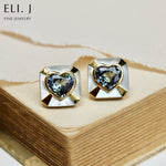 Violette: Unheated Tanzanite Hearts & Mother-of-Pearl 18K Yellow Gold Earrings