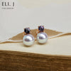 Queen Elizabeth Earrings: Silver-Lilac Akoya Pearl & Purple Spinel 18K Rose Gold Earrings